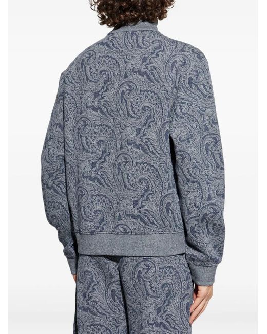 Etro Blue Bomber Jacket With Logo for men