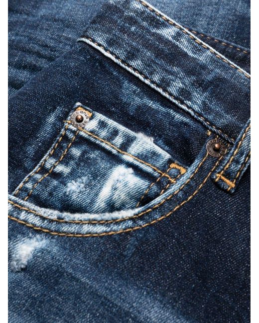 DSquared² Blue Ausgeblichene Skinny-Jeans mit hohem Bund