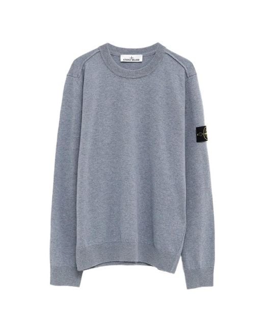Stone Island Blue 5100010 Light Rws Geelong Wool Crewneck Jumper for men