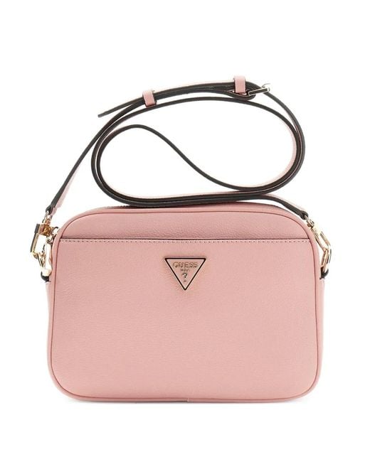Guess Pink Meridian Triangle-Logo Cross Body Bag
