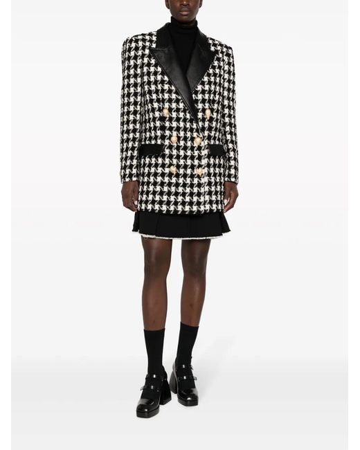 Moschino Black Houndstooth-Pattern Double-Breasted Jacket