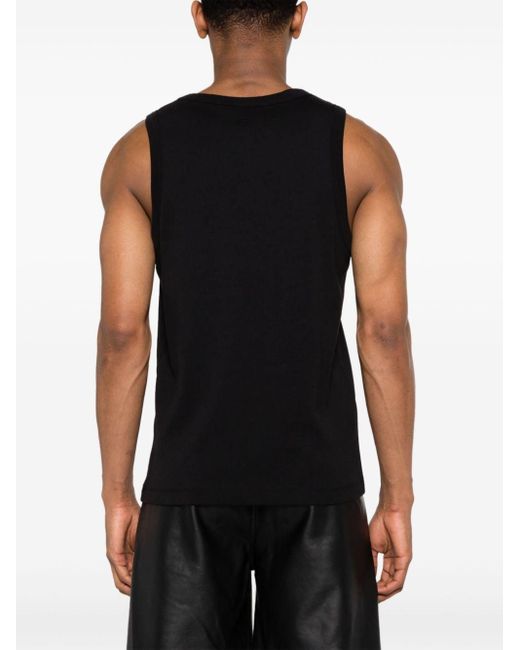 Emporio Armani Black Bead-detail Cotton Tank Top for men