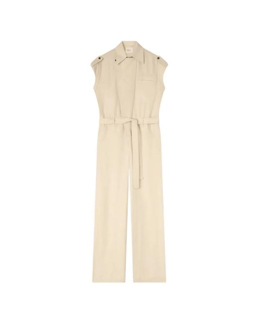 RETORI White Belted Silk Jumpsuit