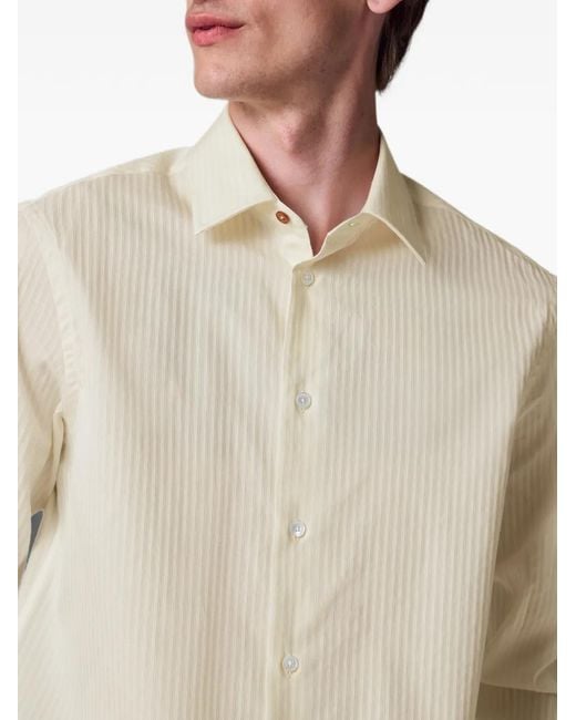 Paul Smith White Regular-Fit Stripe Cotton-Silk Shirt for men