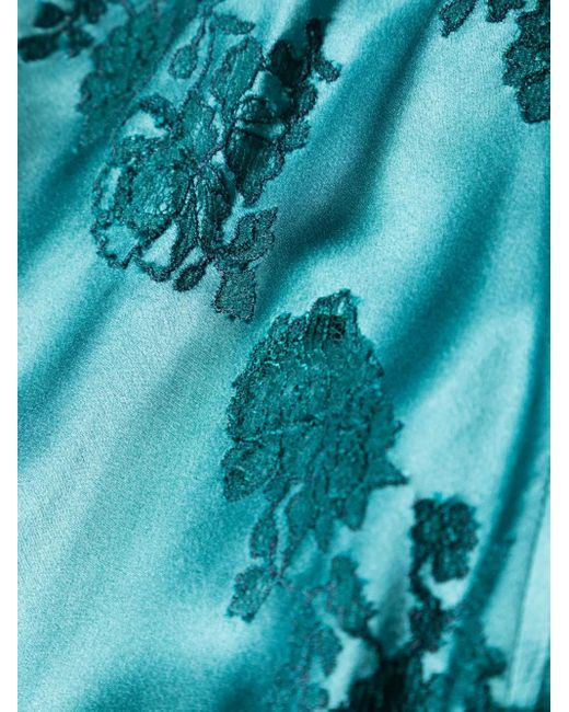 Carine Gilson Blue Lace-Trim Silk Camisole