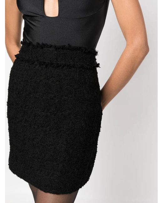 Dolce & Gabbana Black Tweed High-Waist Skirt