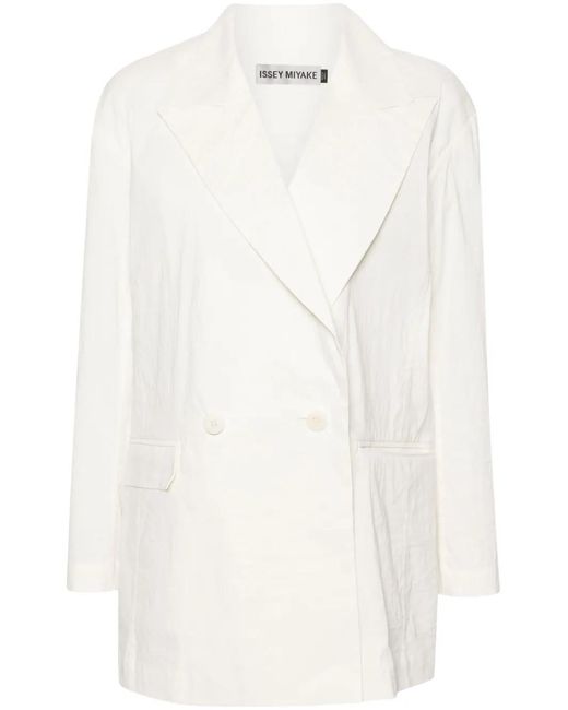 Issey Miyake White Double-Breasted Jacket