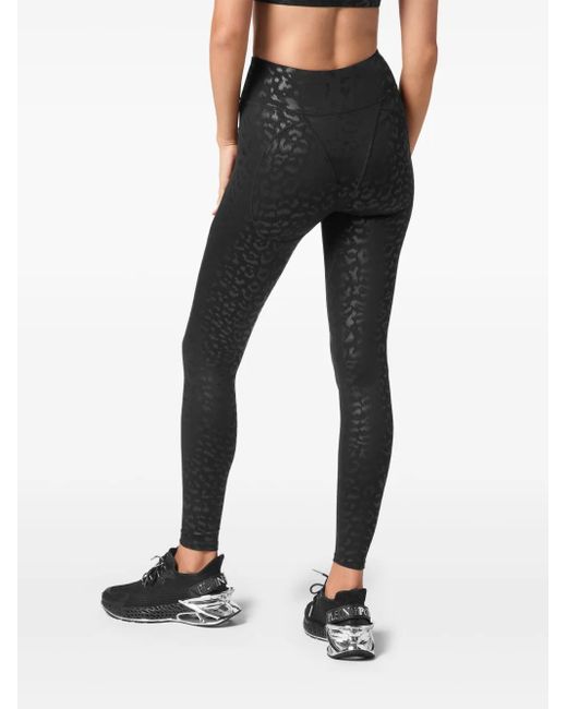 Philipp Plein Black Leopard-Print Leggings