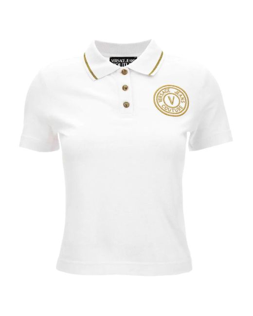 Versace Jeans Couture White Embroidered-Logo Polo Shirt