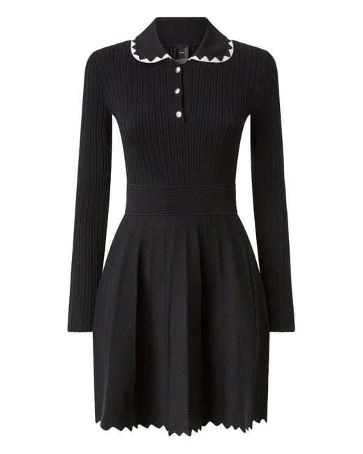 Pinko Black Ribbed Polo Dress