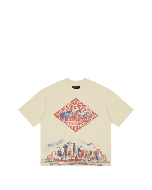 Godspeed White Texas Skyline Graphic-Print T-Shirt for men