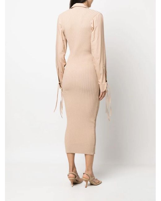 ANDREADAMO Natural Gradient-Effect Ribbed-Knit Midi Dress