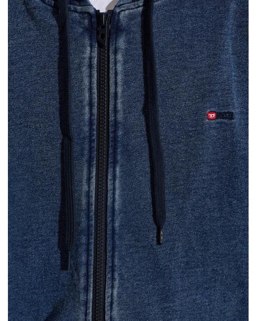DIESEL Blue Faded Zip-Up Hoodie for men