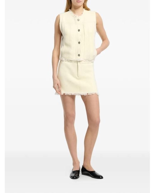 Barrie White Denim Fringed Waistcoat