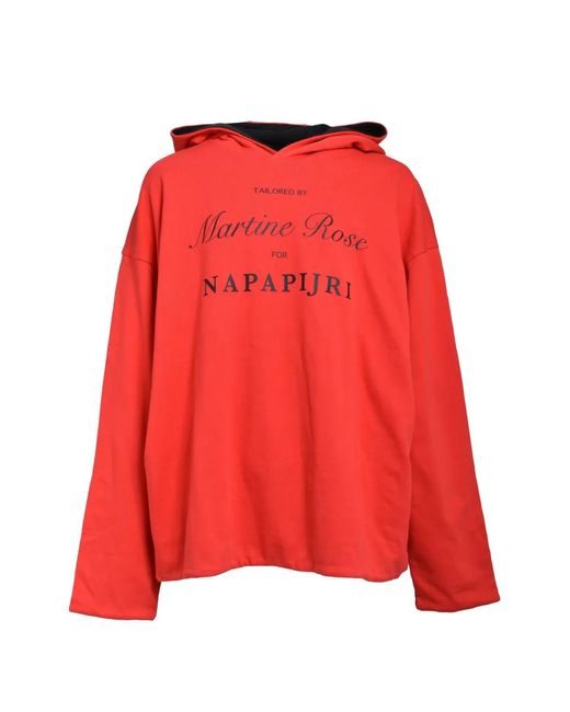 Martine Rose Red Reversible Logo-Print Hoodie for men