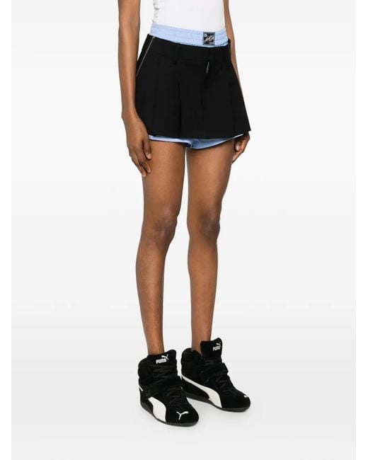 Alexander Wang Black Layered Pleated Skorts