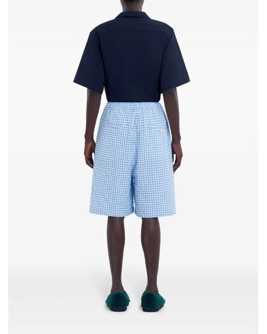 Marni Blue Check-Pattern Shorts for men