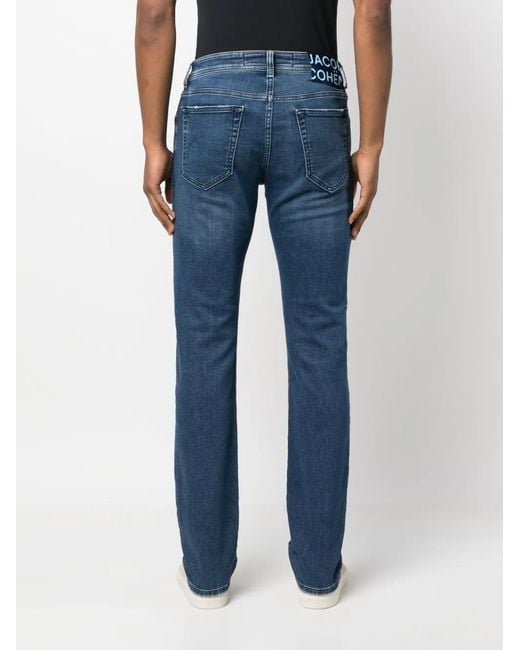 Jacob Cohen Blue Ripped Straight-Leg Jeans for men