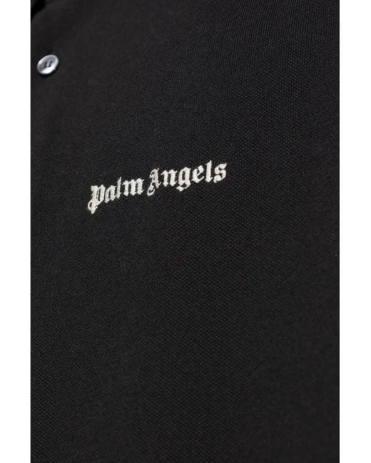 Palm Angels Black Logo-Embroidered Polo Shirt for men