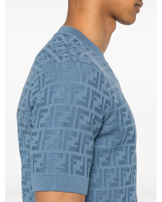 Fendi Blue Monogram Sweatshirt for men