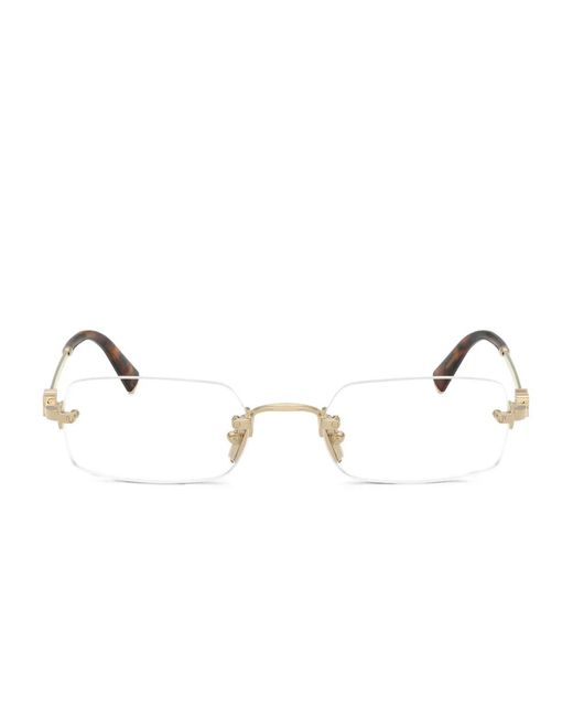 Miu Miu Metallic Rimless Rectangle-Frame Glasses