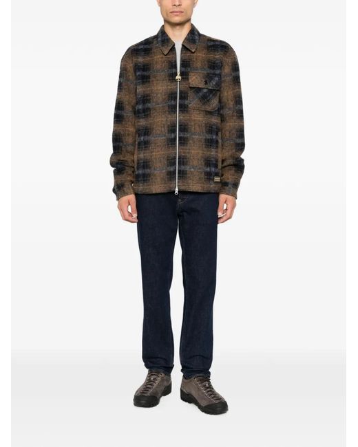 Barbour Black Check-Pattern Zip-Up Jacket for men