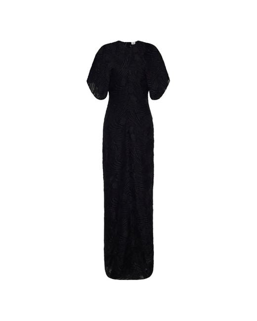 Adam Lippes Black Robe Longue Aoki En Fil Coupé
