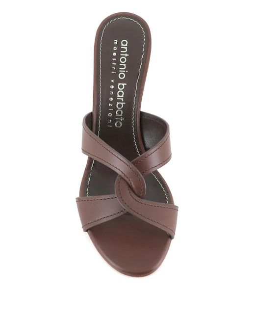 Antonio Barbato Maestri Veneziani Brown Strappy Leather Heeled Sandals
