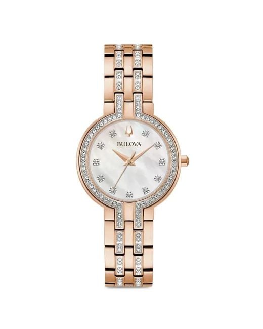 Bulova Metallic Crystal-Embellished 30Mm Watch