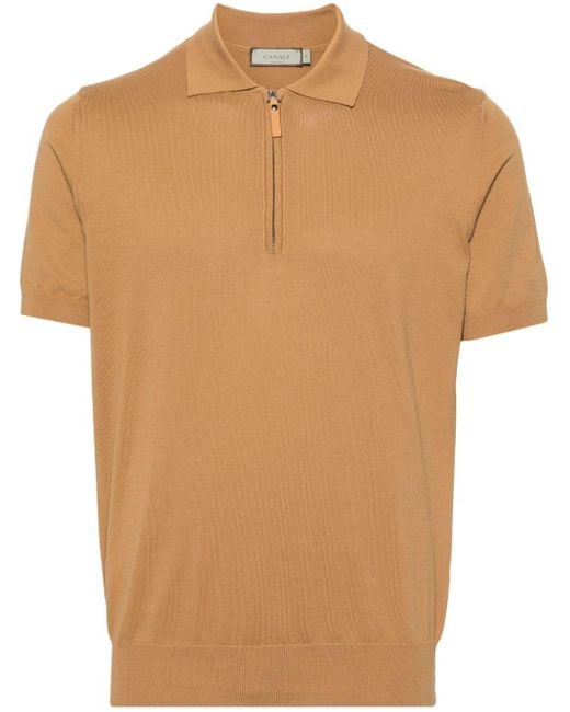 Canali Brown Knitted Cotton T-shirt for men