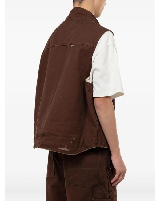 KAMIYA Boro Weste Im Distressed-Look in Brown für Herren