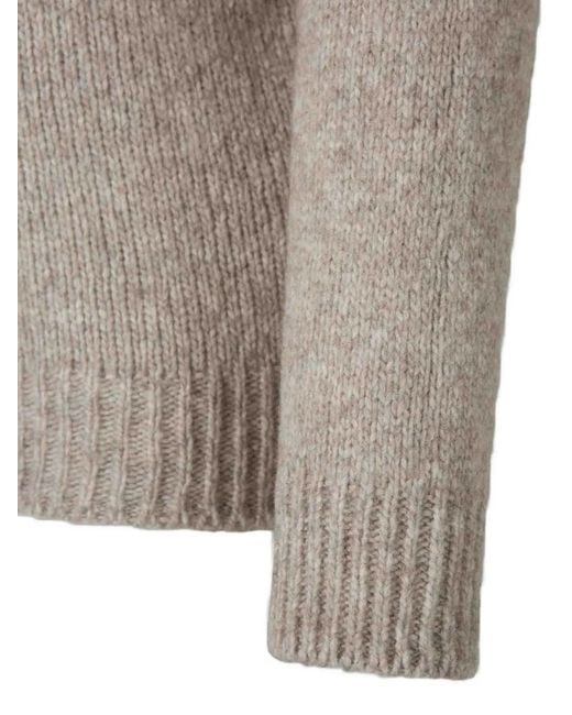 Fedeli Gray Quarter-Zip Ribbed-Knit Sweater for men