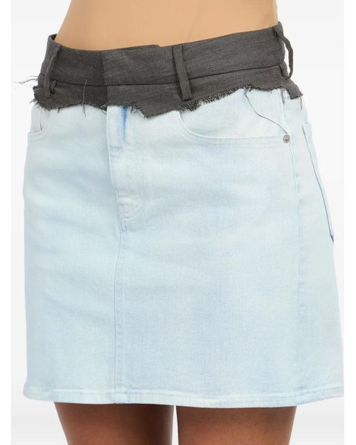 MM6 by Maison Margiela Blue Frayed Mini Skirt
