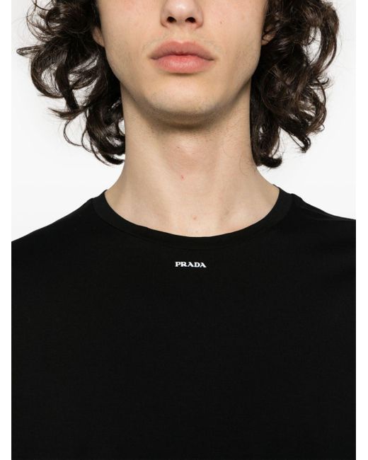 T-shirt à logo imprimé Prada pour homme en coloris Black