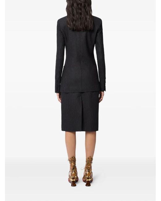 Nina Ricci Black Pinstriped-Pattern Wool Blazer