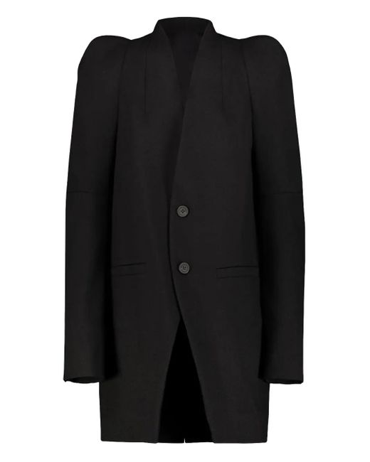 Rick Owens Black Puffed-Shoulder Two-Button Jacket