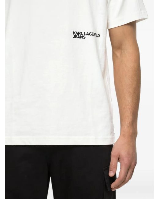 Karl Lagerfeld White Logo-Print T-Shirt for men