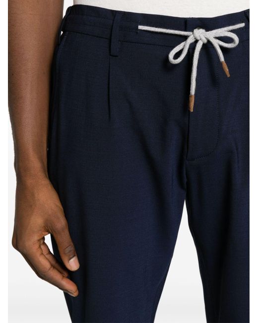 Eleventy Blue Drawstring-waist Tapered Trousers for men