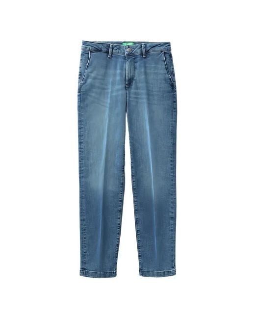 Benetton Blue Pressed-Crease Jeans