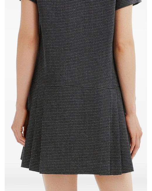 B+ AB Black Mini Tweed-Effect Pleated Dress