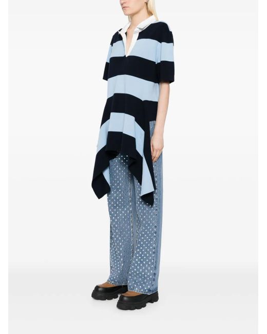 Monse Blue Cascade Striped Top