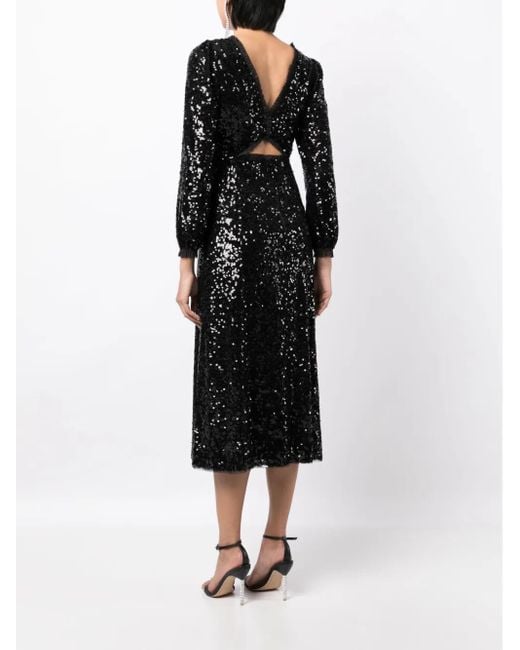 Needle & Thread Black Sequin-Embellished Midi Dress