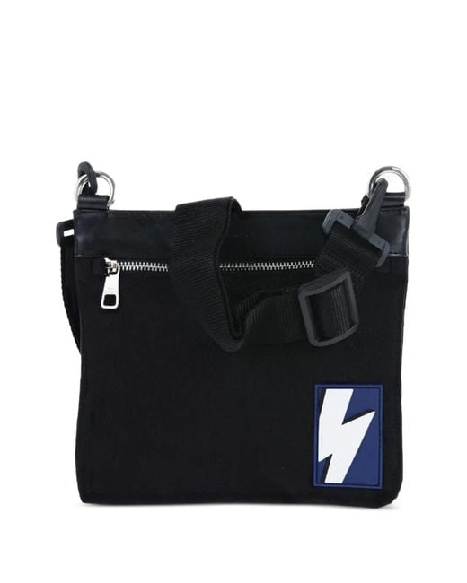 Neil Barrett Black Logo-Patch Shoulder Bag for men