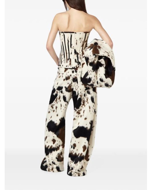 GIUSEPPE DI MORABITO Black Cow-Print Corset Top
