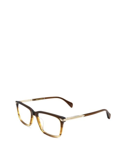 Rag & Bone Brown Rectangle-Frame Glasses for men