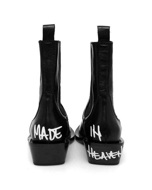 Fiorucci Black Pull-Tab Lettering-Detail Boots