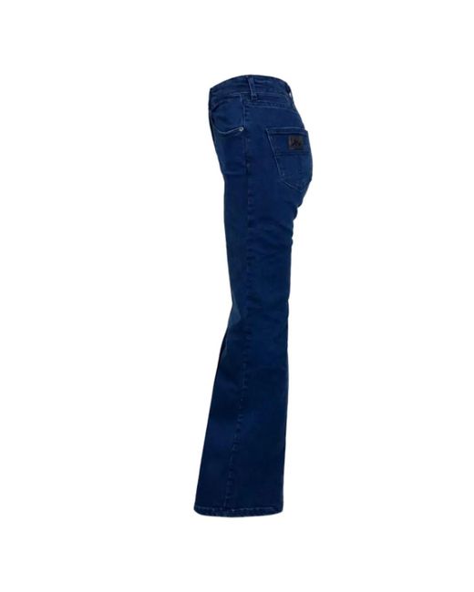 Lois Blue Logo-Patch Flared Jeans