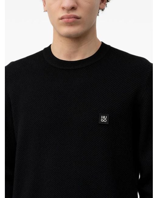 HUGO Pullover Mit Logo-Patch in Black für Herren