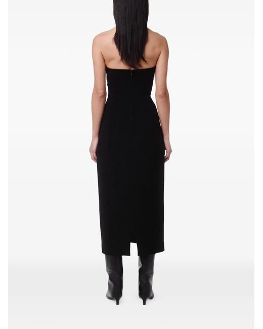 Another Tomorrow Black Doppio Strapless Midi Dress