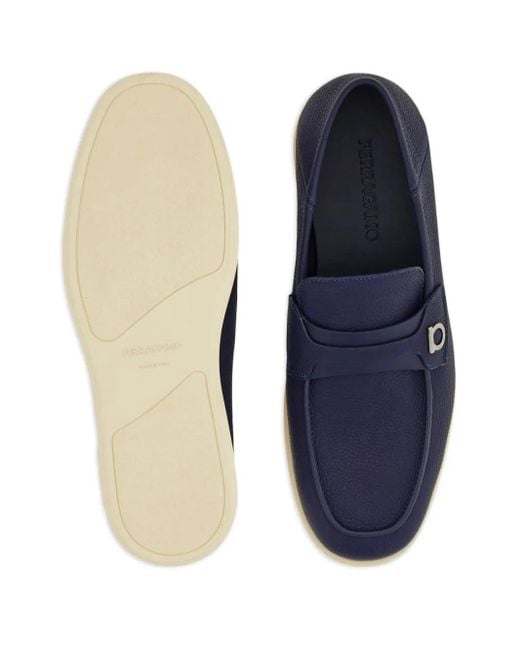 Ferragamo Blue Classic Leather Loafers For for men